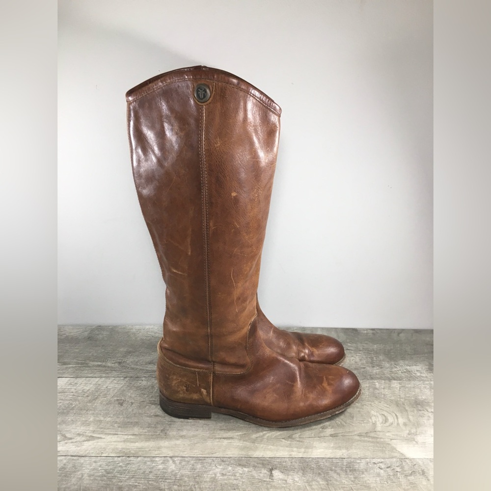 Frye 75449 Melissa Button 2 Brown Leather Knee-High Riding Womens Boots Size 10
